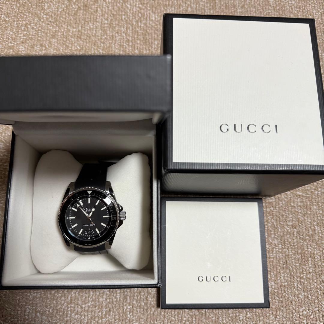 GUCCI Dive ブラック ラバーベルト 200M防水(45mm)