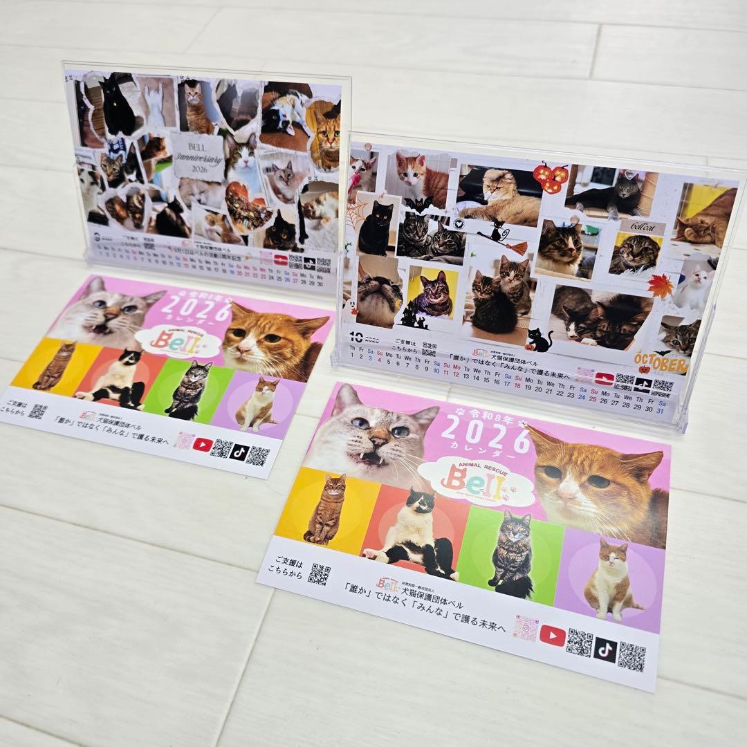 ①《猫》 卓上チャリティーカレンダー5枚セット