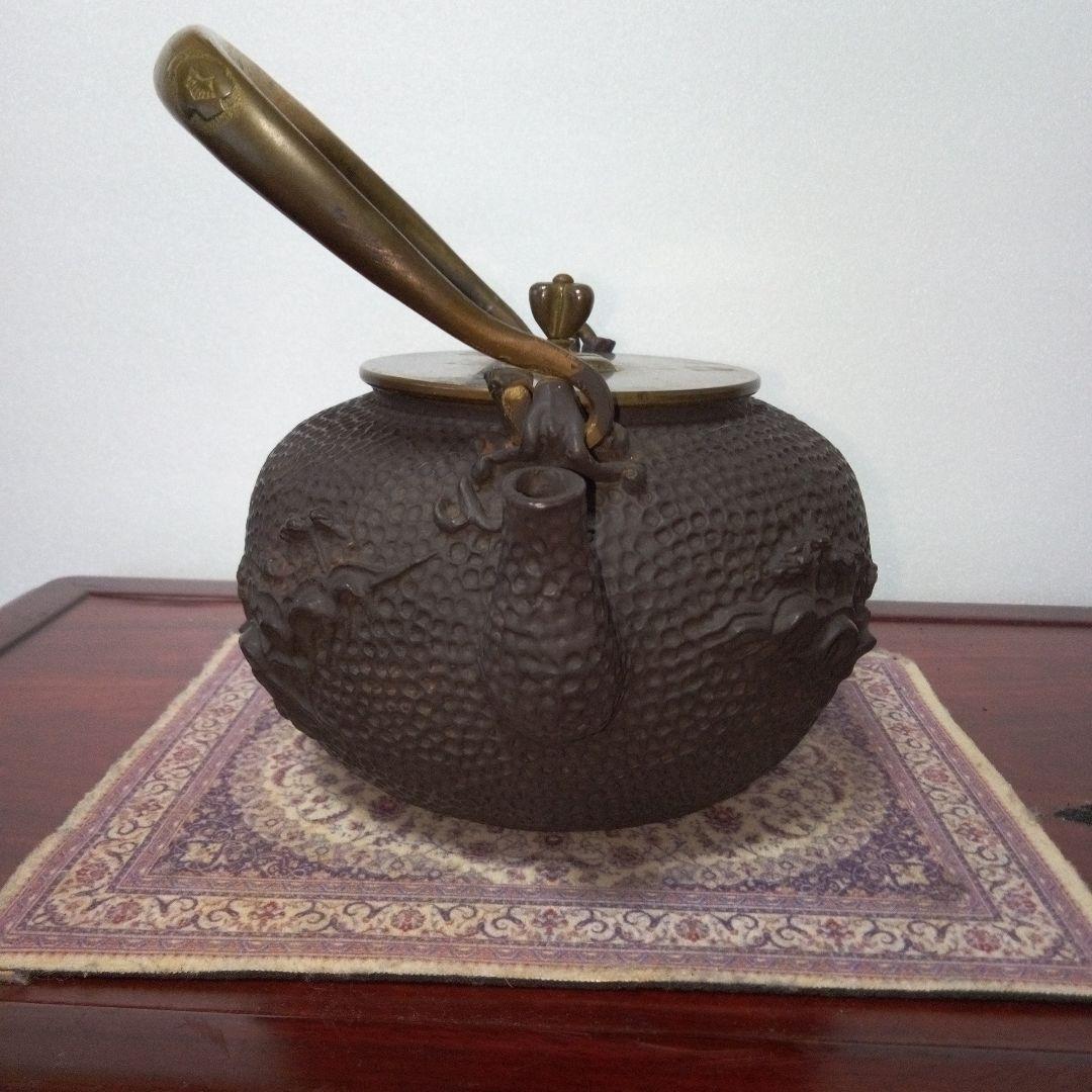 亀文堂 鉄瓶 楼閣廊紋様