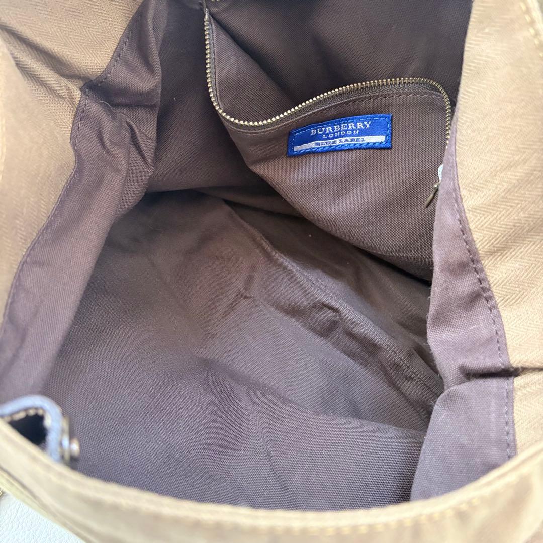 Y2K バーバリーブルーレーベル ワンショルダーバッグ キャンバス レザー 刺繍