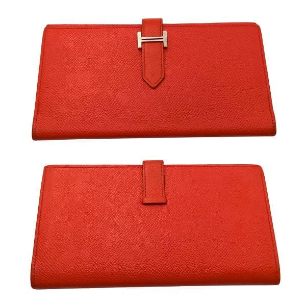 HERMES エルメス べアンスフレ ヴォーエプソン 長財布 ピンク　0052