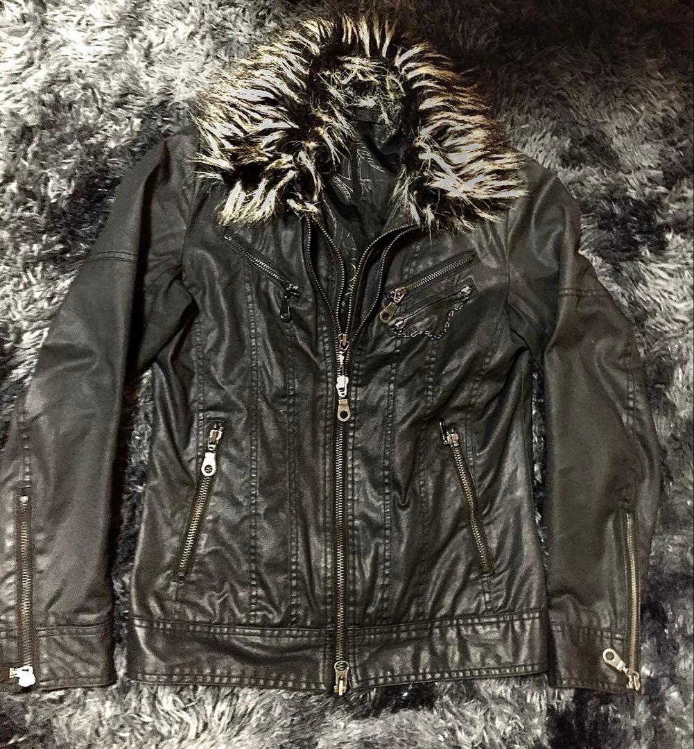 y2k fuga ファー ダウン ジャケット アウター ライダース 平成 お兄系