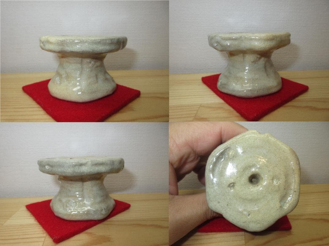 送料込【逢絢亭】茶道具 蓋置 楽焼 鶴亀蓋置 表千家流