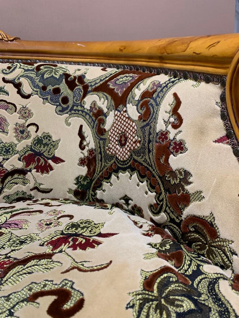 イタリア製 ヴィンテージ ソファ 金華山 猫脚 ロココ調 輸入家具 チェア