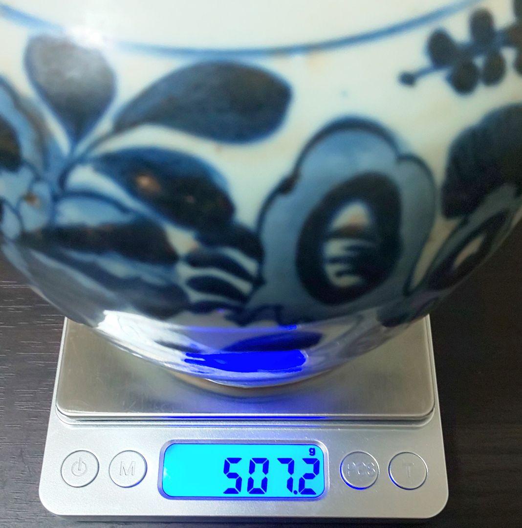 中国美術 白磁胴継染付 明 清時代 霊芝文 牡丹 花鳥模様