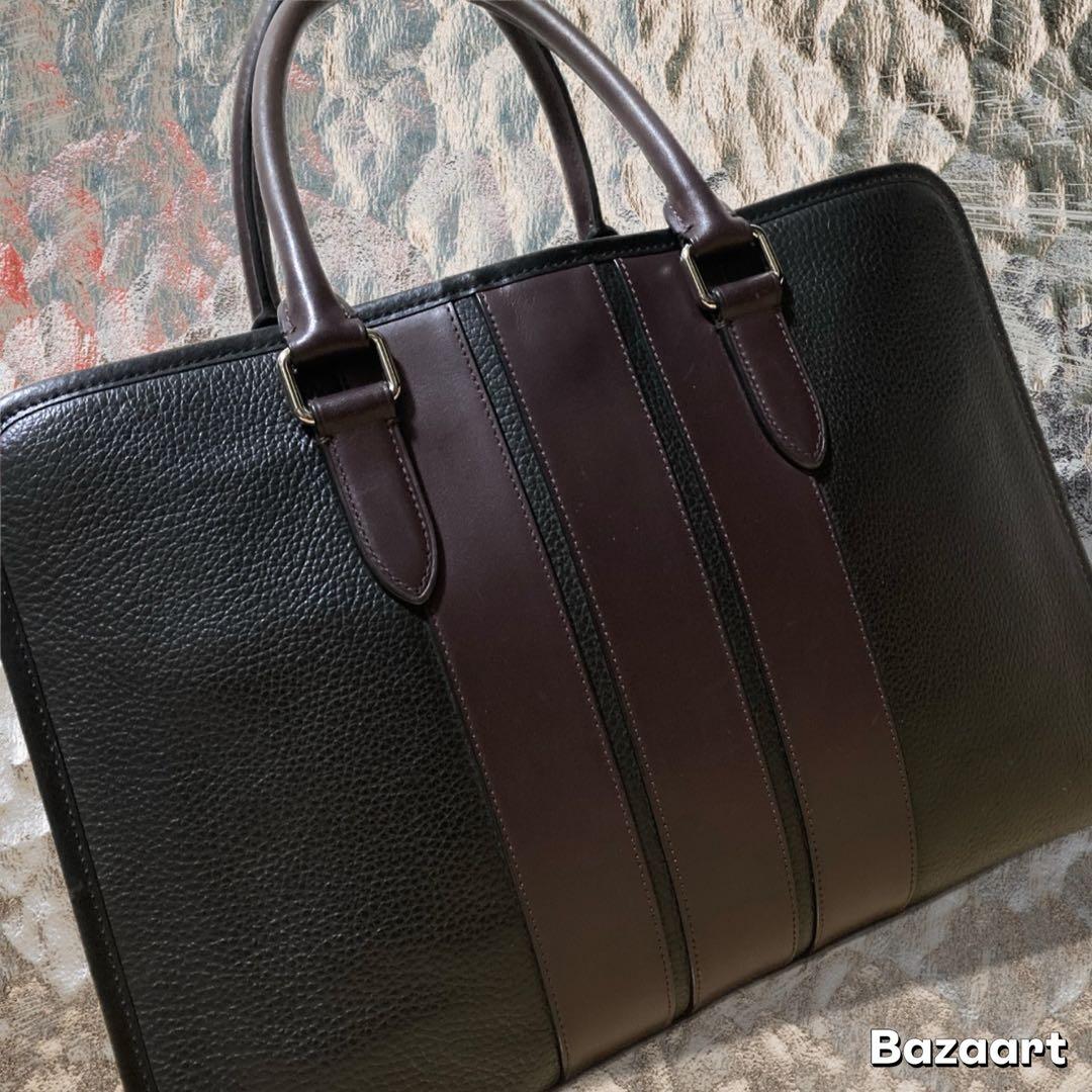 上美品 COACH ビジネスバッグ ブリーフケース オールレザー シボ加工