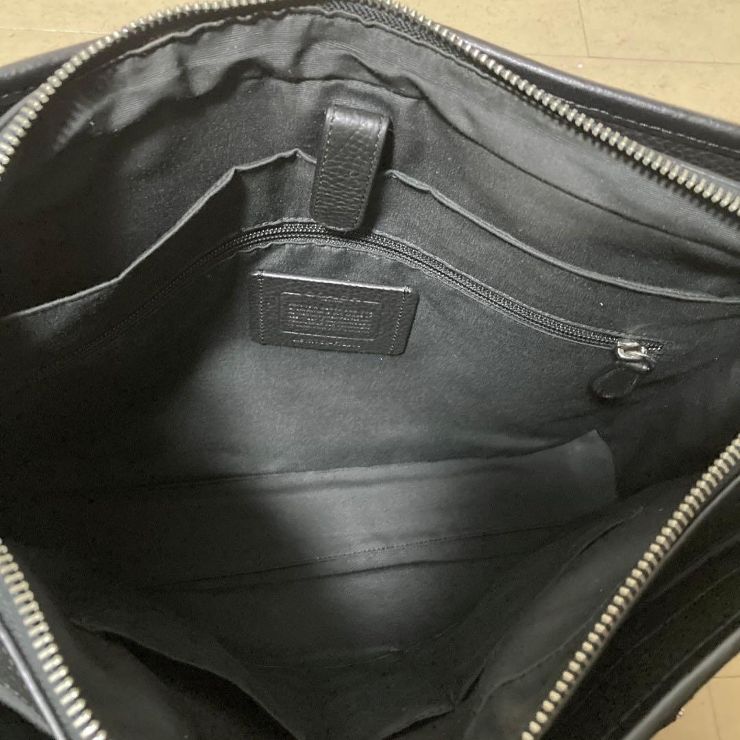 上美品 COACH ビジネスバッグ ブリーフケース オールレザー シボ加工