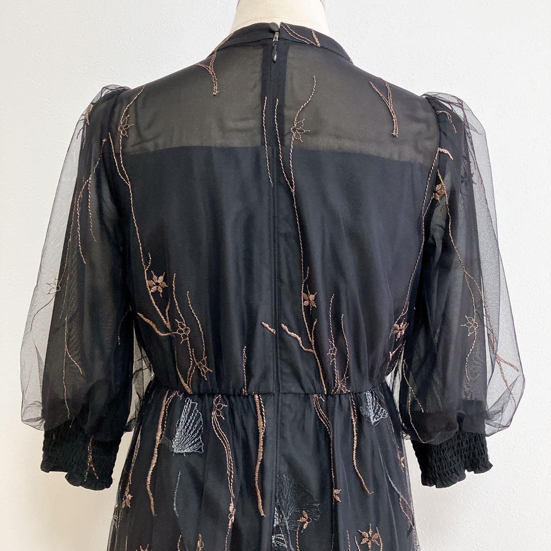 etoll. エトル ブラック　刺繍レースワンピースドレス フォーマル 結婚式