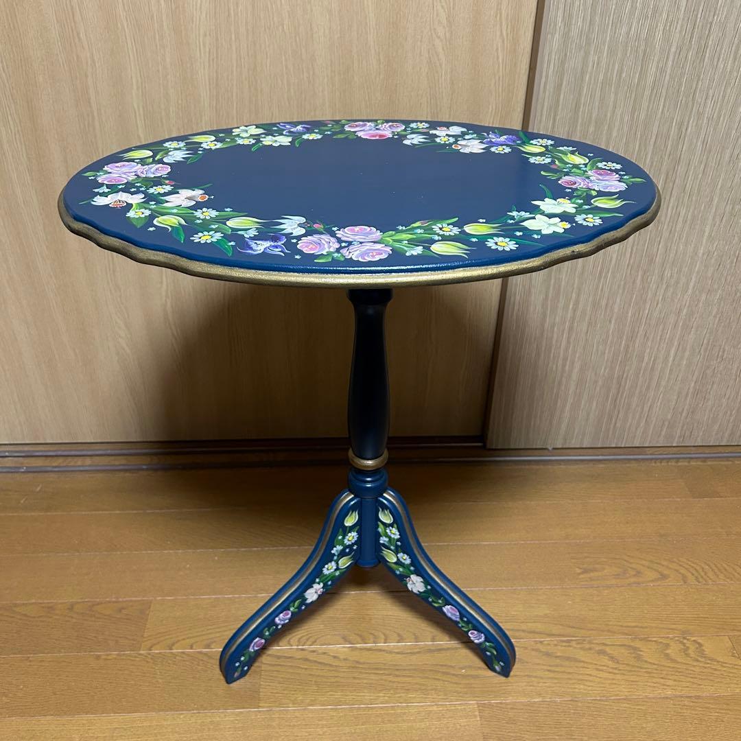 A-983木製丸型テーブル 黒脚 約50cm