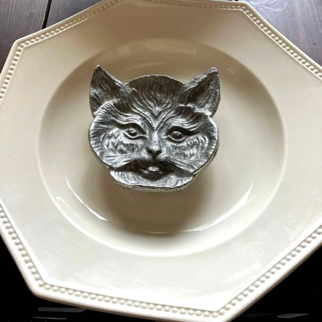 フランスアンティーク猫トレイ 猫皿 猫フェイスプレート フランス