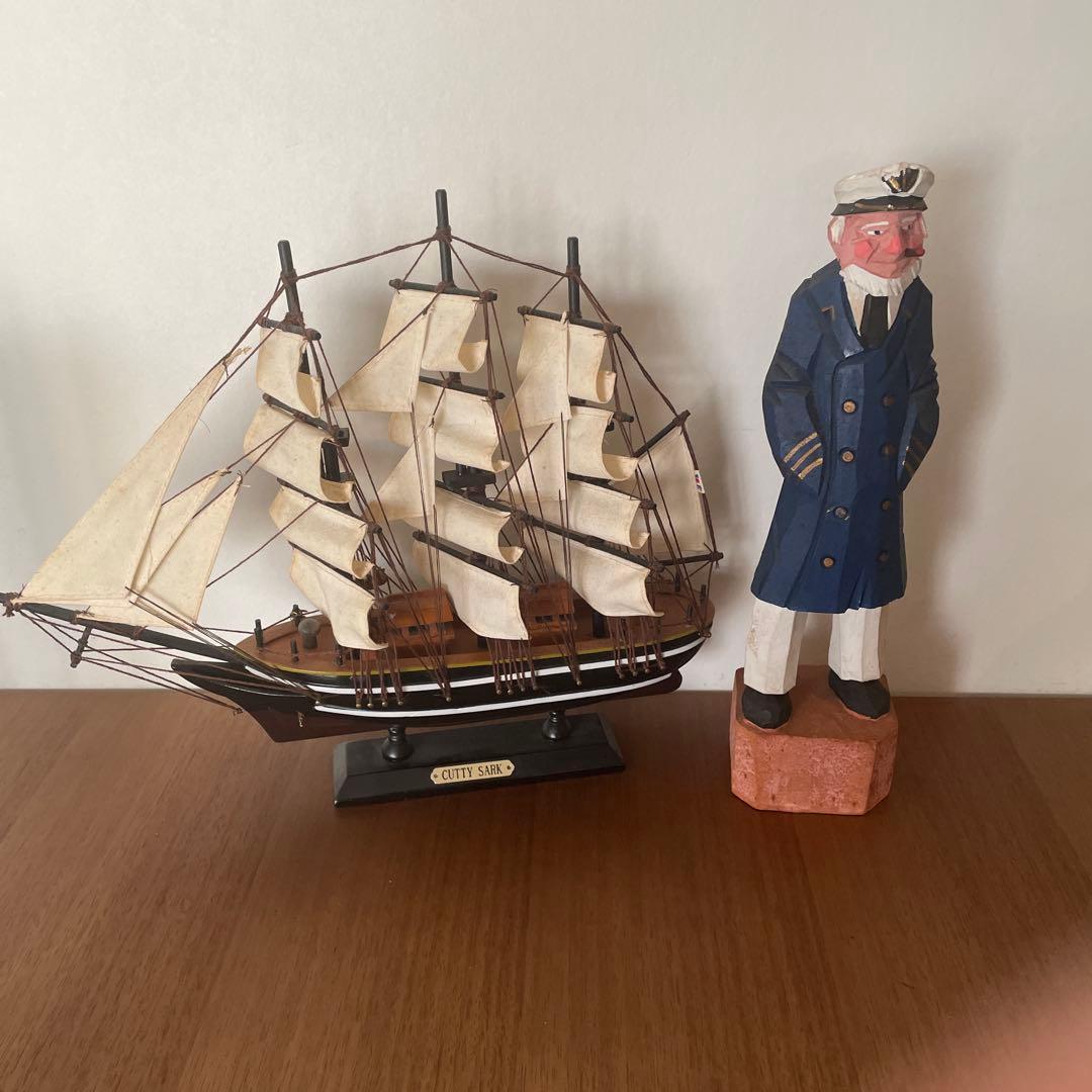 海のインテリア CUTTY SARK 木製帆船模型 木製船長 セット売り - メルカリ