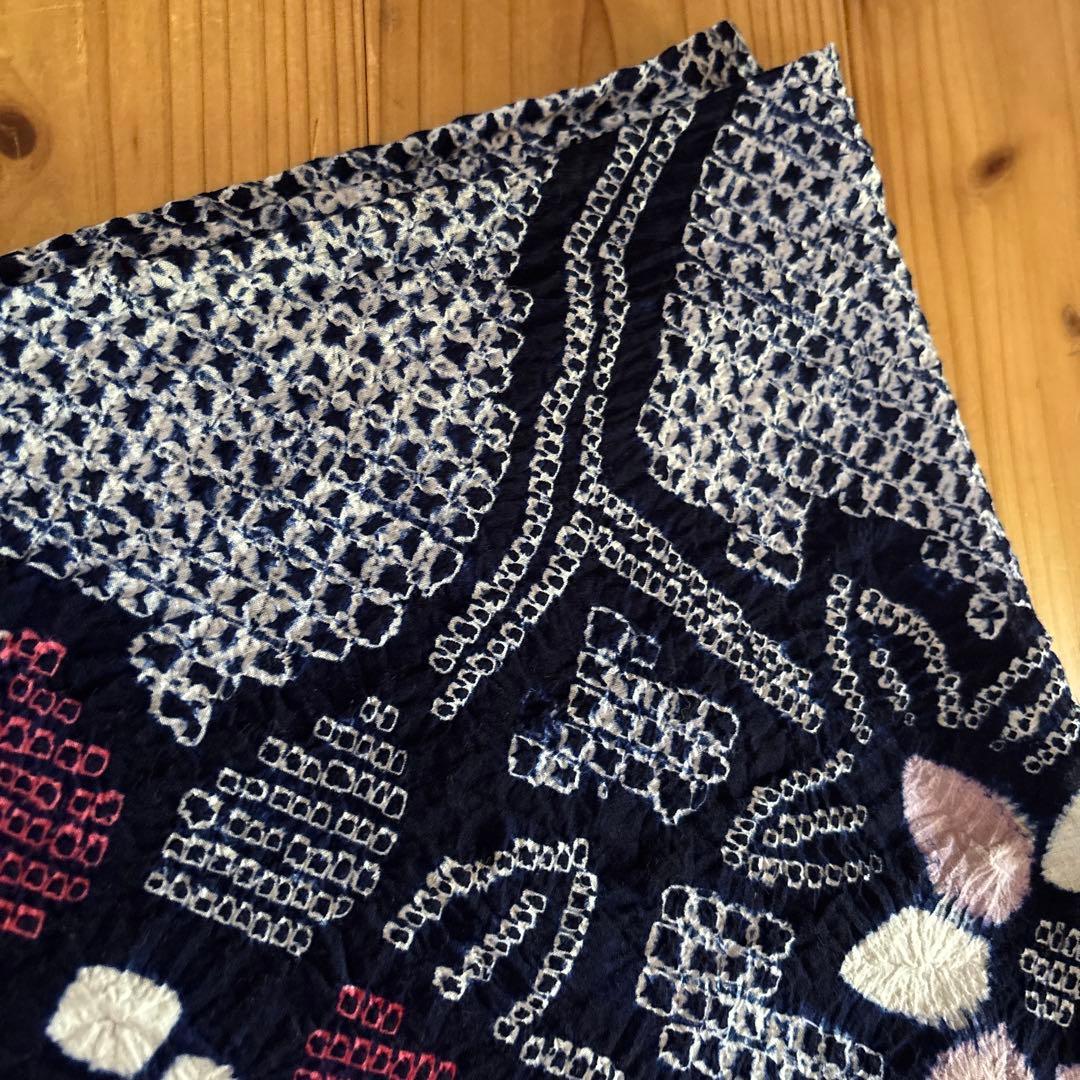 【SALE】有松鳴海絞り浴衣 花繋ぎ 手縫い 身丈153.5 藍染 絞り 浴衣