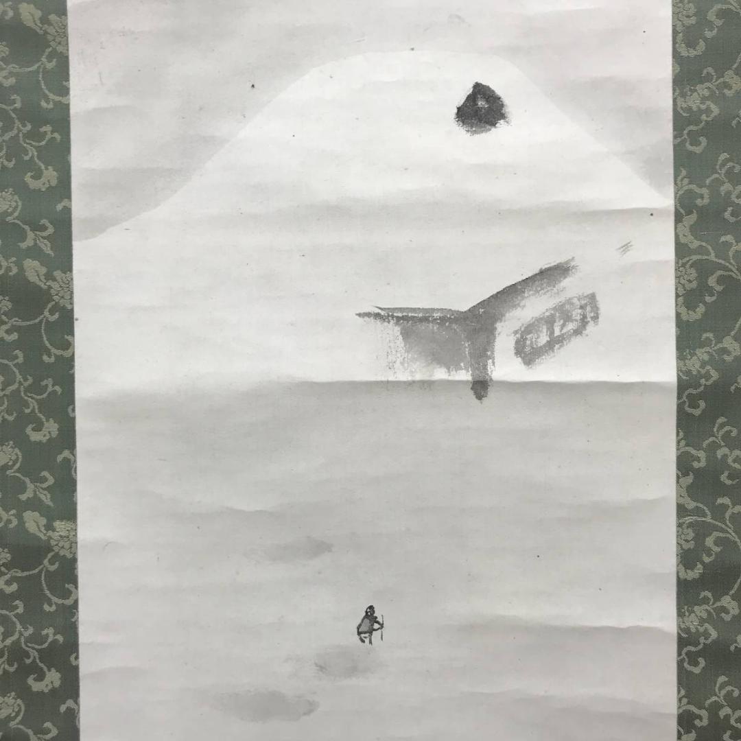 【真作】大谷句佛/雪中カラス/水華楓/双幅/山水図/掛軸/名家伝来/AC-327