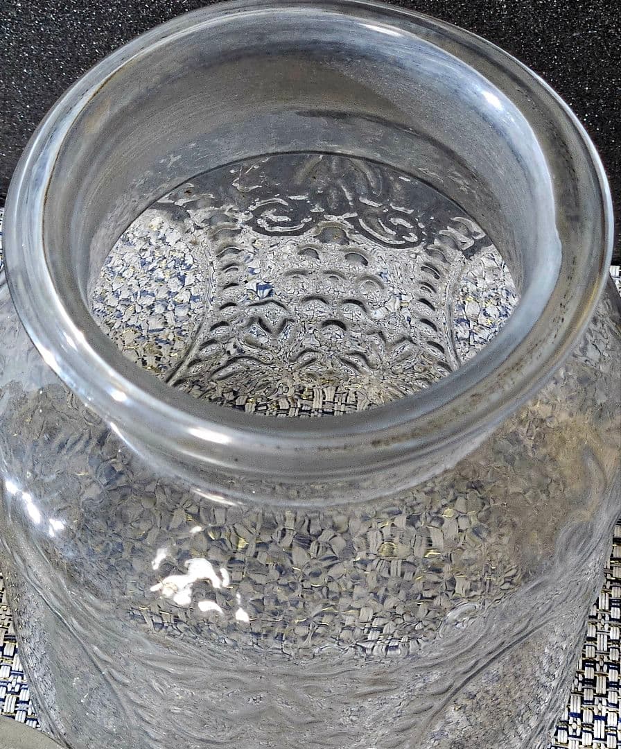 大正～昭和初期 大阪 島田硝子製 蓋付 ガラス瓶 飴屋瓶 砂糖瓶