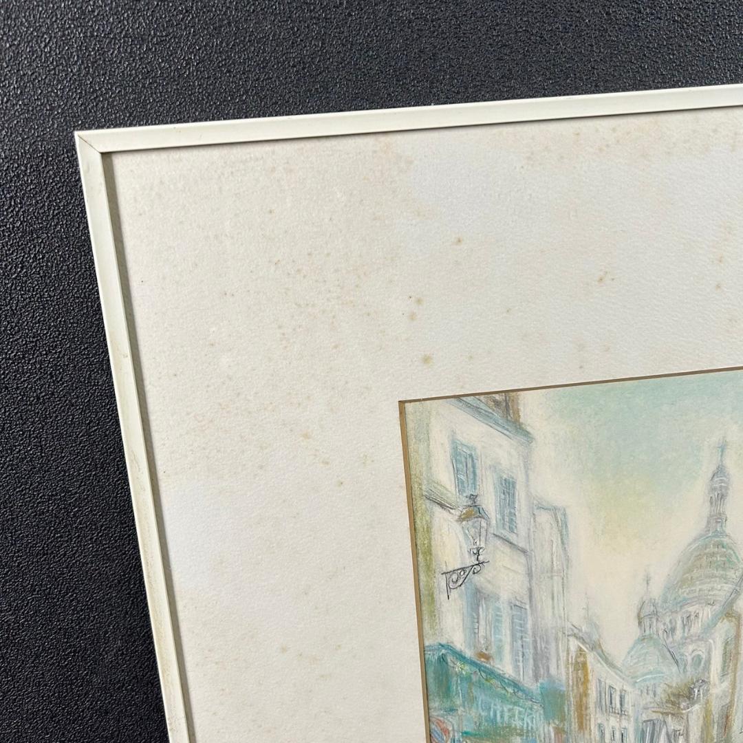 荒野予而栄「モンマルトルの朝」肉筆画 共シール有り 額縁入り 幻の画家 伊東深水