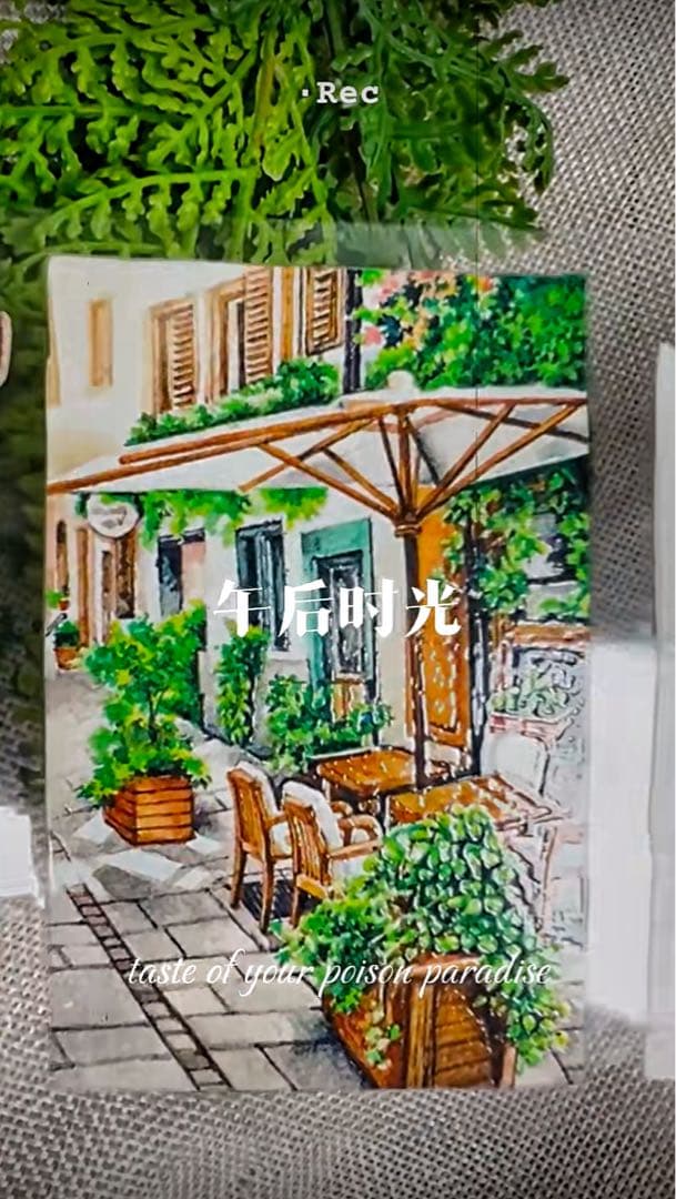 【8896】海外　マステ　3/5/巻　PETマスキングテープ　お店　街景色　植物