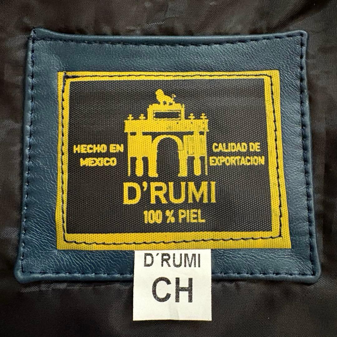 ☆本革☆ D´RUMI シングル ライダース ジップアップ メキシコ製 ネイビー