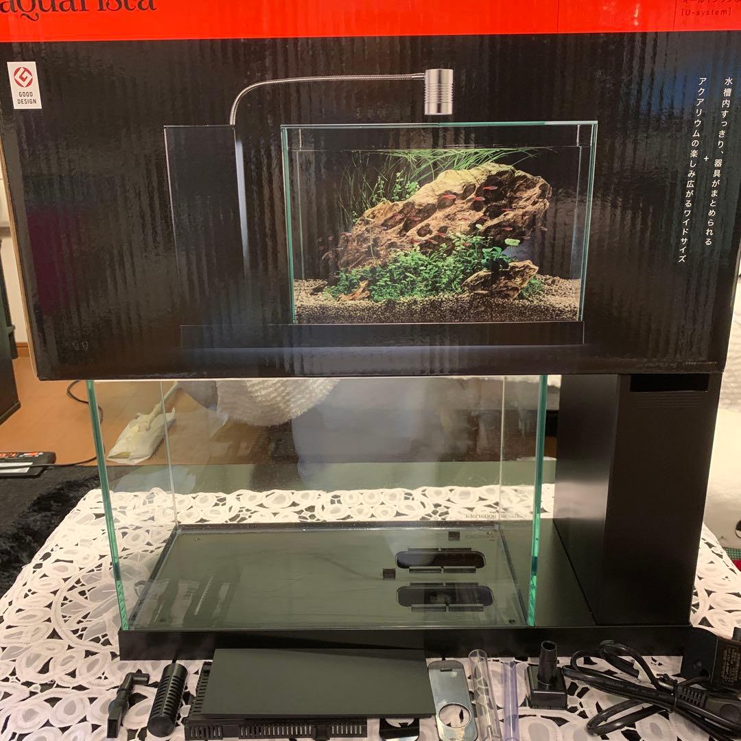 値段交渉可　美品　ＡＱＵＡ－Ｕ ＷＩＤＥ(アクアユーワイド)ブラック　GEX お洒落な傑作水槽の新モデル、AQUA-U WIDEをレビュー