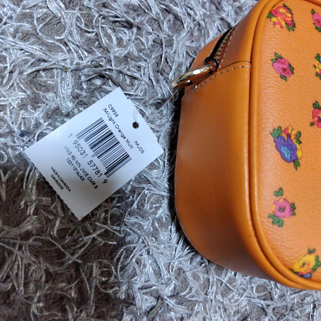 新品・COACH 花柄ショルダーバッグ オレンジ