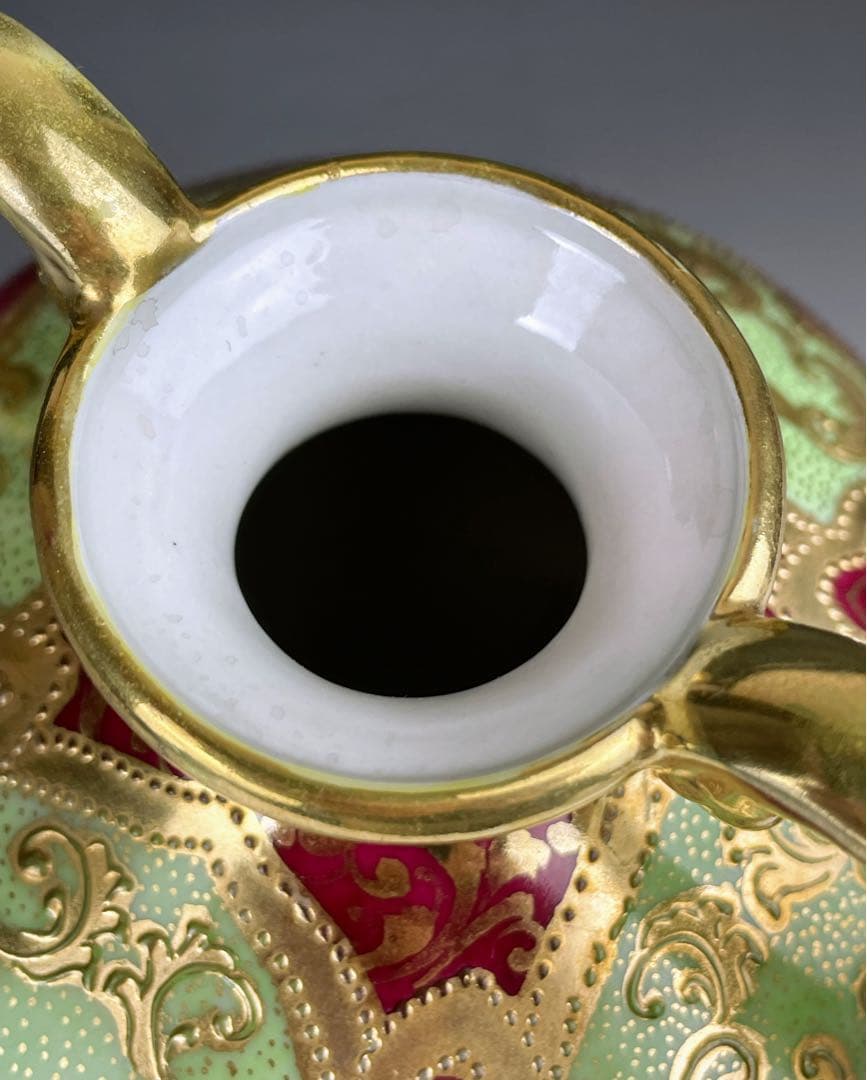 オールドニッポン ２２㎝ アールヌーボー様式 薔薇紋 花瓶 バラ つつじ アザレ