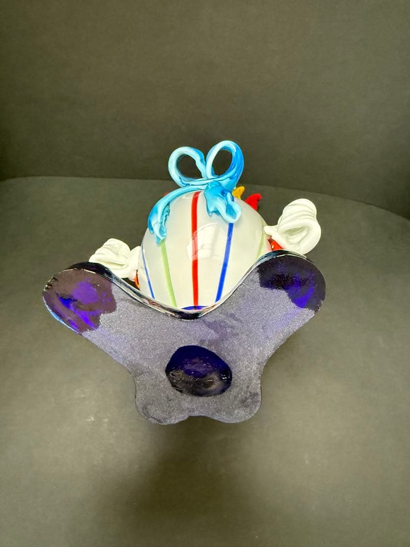 イタリア MURANO ベネチアンガラス ムラーノガラス ピエロ置物 23cm