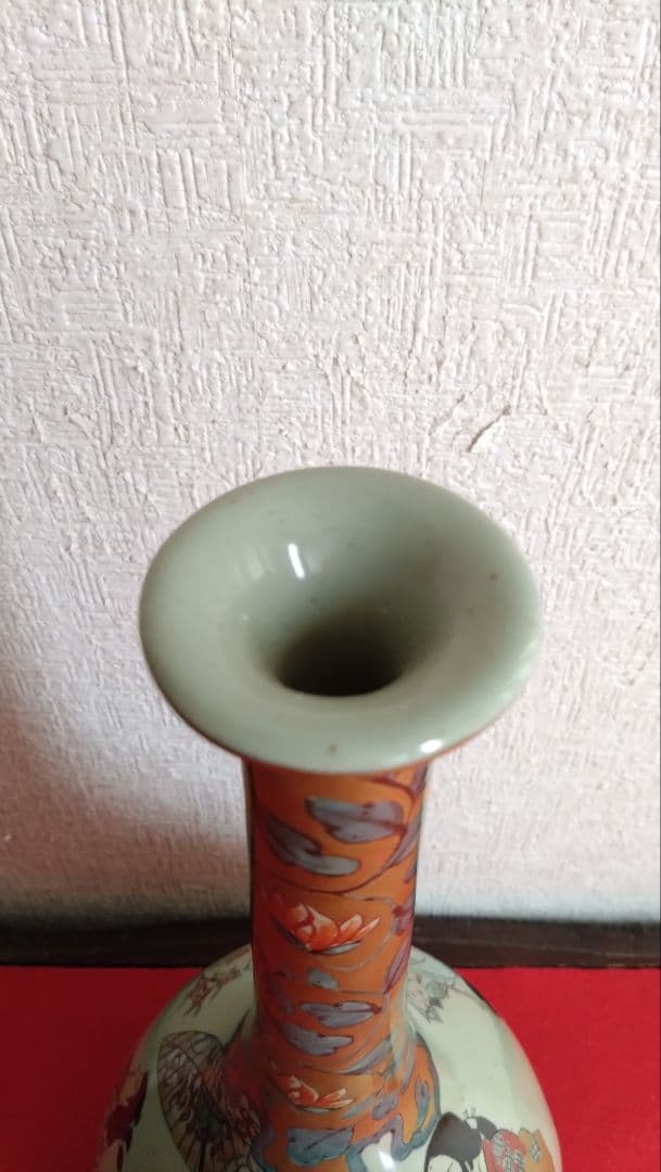 円左エ門鶴首瓶花瓶有田焼古伊万里染錦