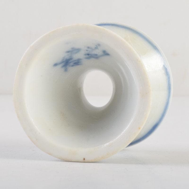 茶道具　京焼　河合瑞豊作　染付　千切蓋置　共布共箱　V　8804