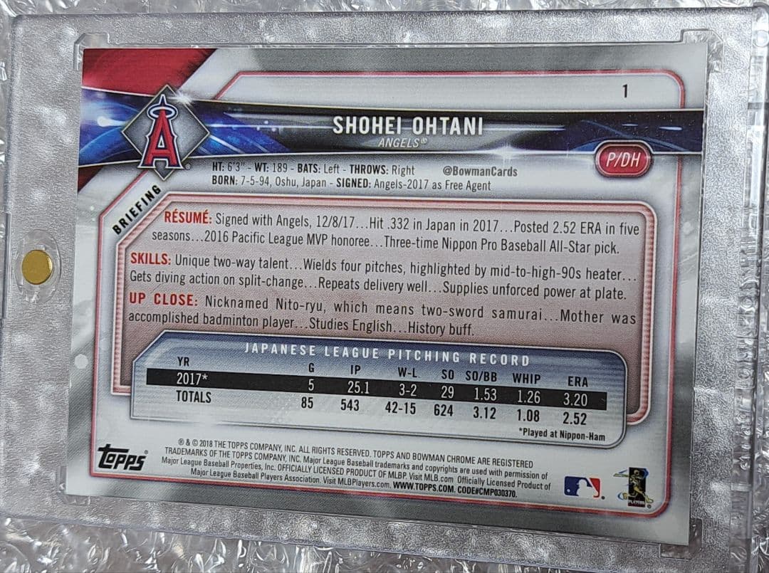 Topps 2018 Bowman Chrome　RC　ルーキー　大谷翔平