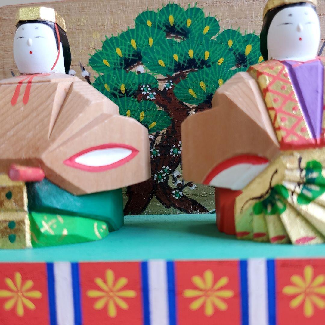 豆*様 川口神泉作　木製奈良一刀彫の雛人形セット