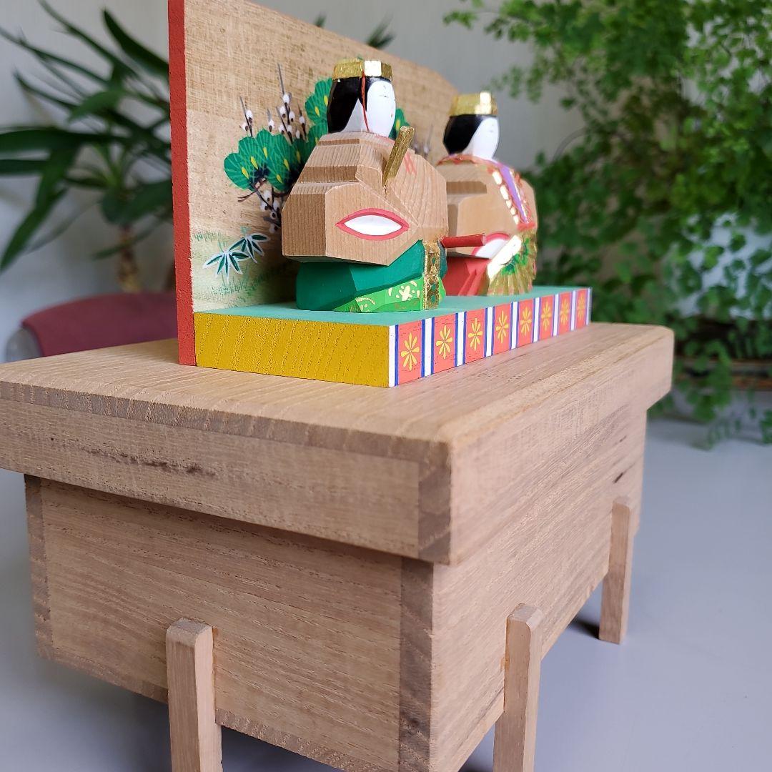 豆*様 川口神泉作　木製奈良一刀彫の雛人形セット