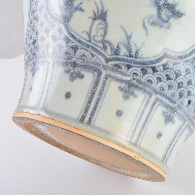 中国青花花弁神獣文花瓶壺C8943A