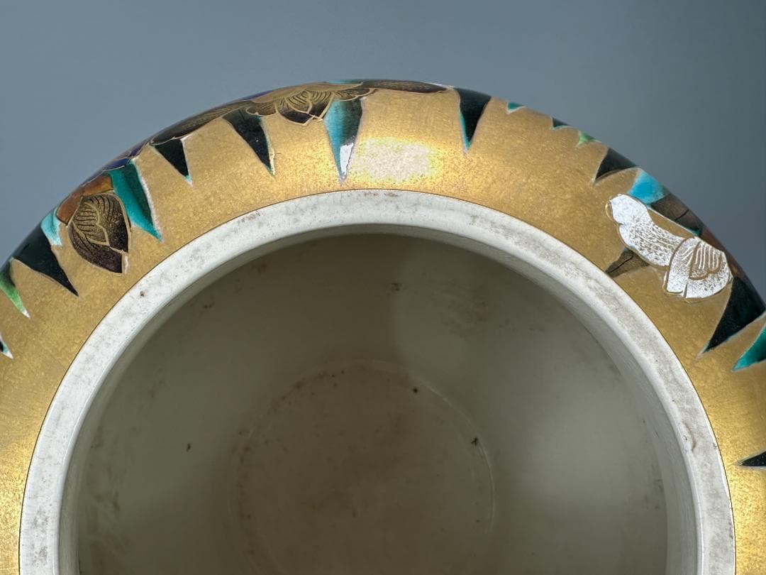 九谷焼 九谷焼名工 錦園窯 山上義正作 花瓶　陶器 共箱