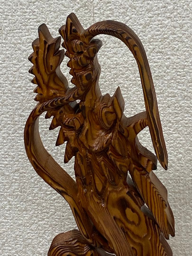 3-2416 銘木屋久杉 祥瑞 昇龍 木彫り工芸 龍の木彫り彫刻
