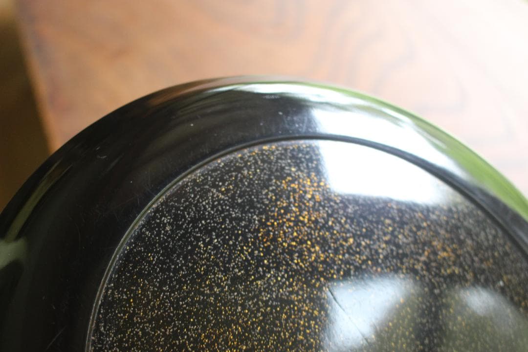 時代逸品！時代黒漆に極上研ぎ出し雪月花蒔絵の映える丸盆（検輪島塗お膳お盆菓子盆