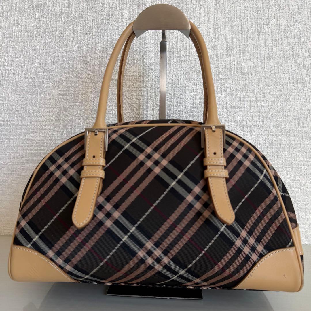 バーバリーブルーレーベル　ハンドバッグ　ミニボストン　チェック　ハートチャーム