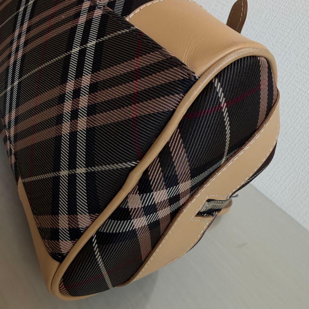 バーバリーブルーレーベル　ハンドバッグ　ミニボストン　チェック　ハートチャーム