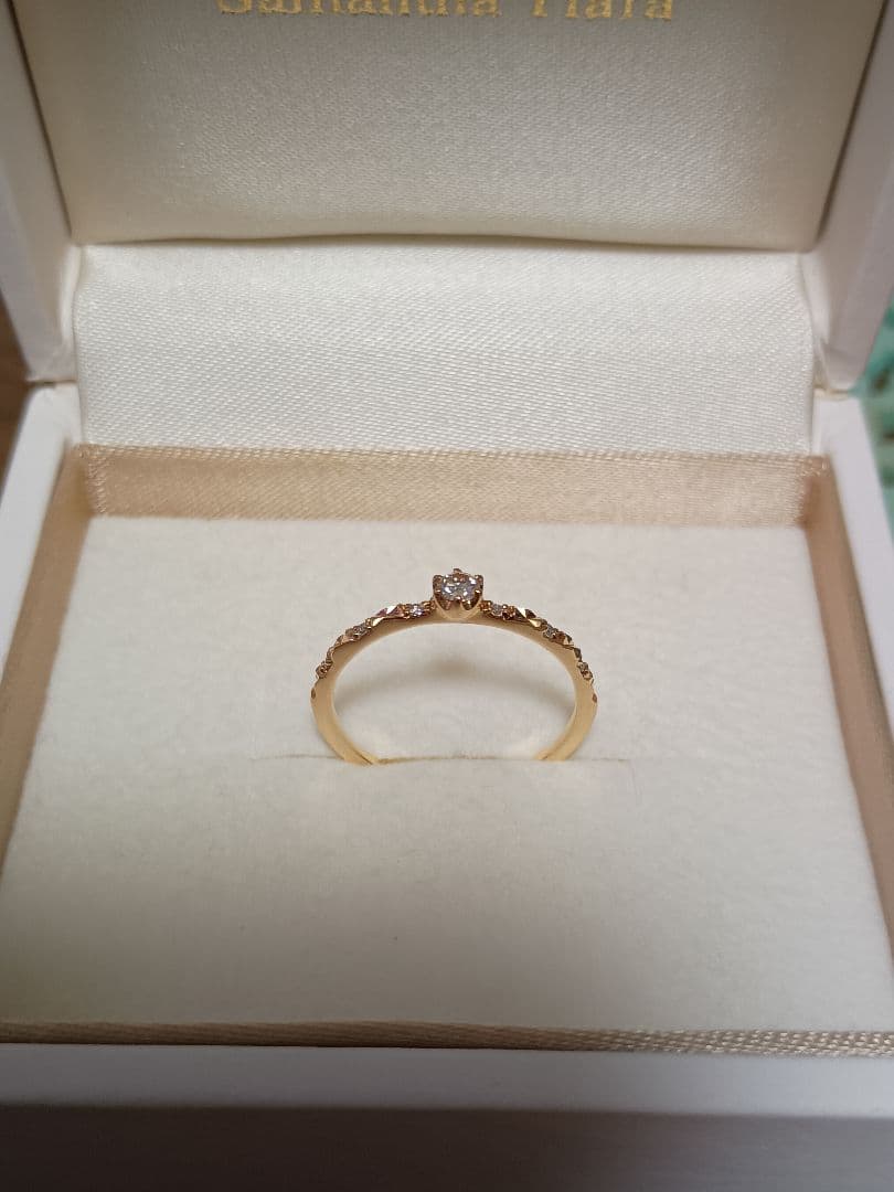 サマンサティアラ 18金 ゴールド ダイヤモンド カットデザイン リング 10号