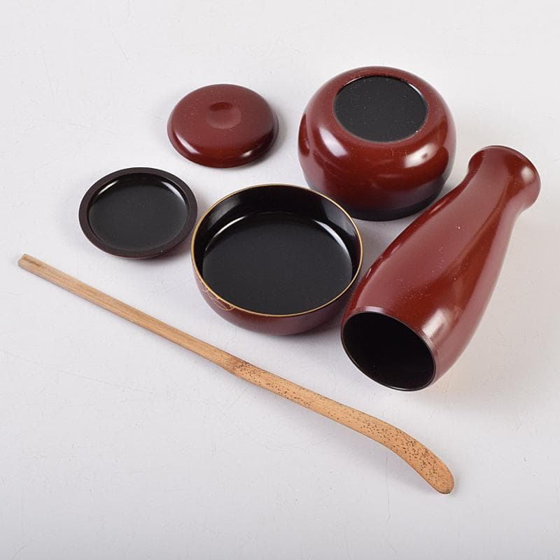 茶道具 うるみ塗 七宝蒔絵 利休茶箱 棗 黒楽茶碗など 七点 一式 MR9482