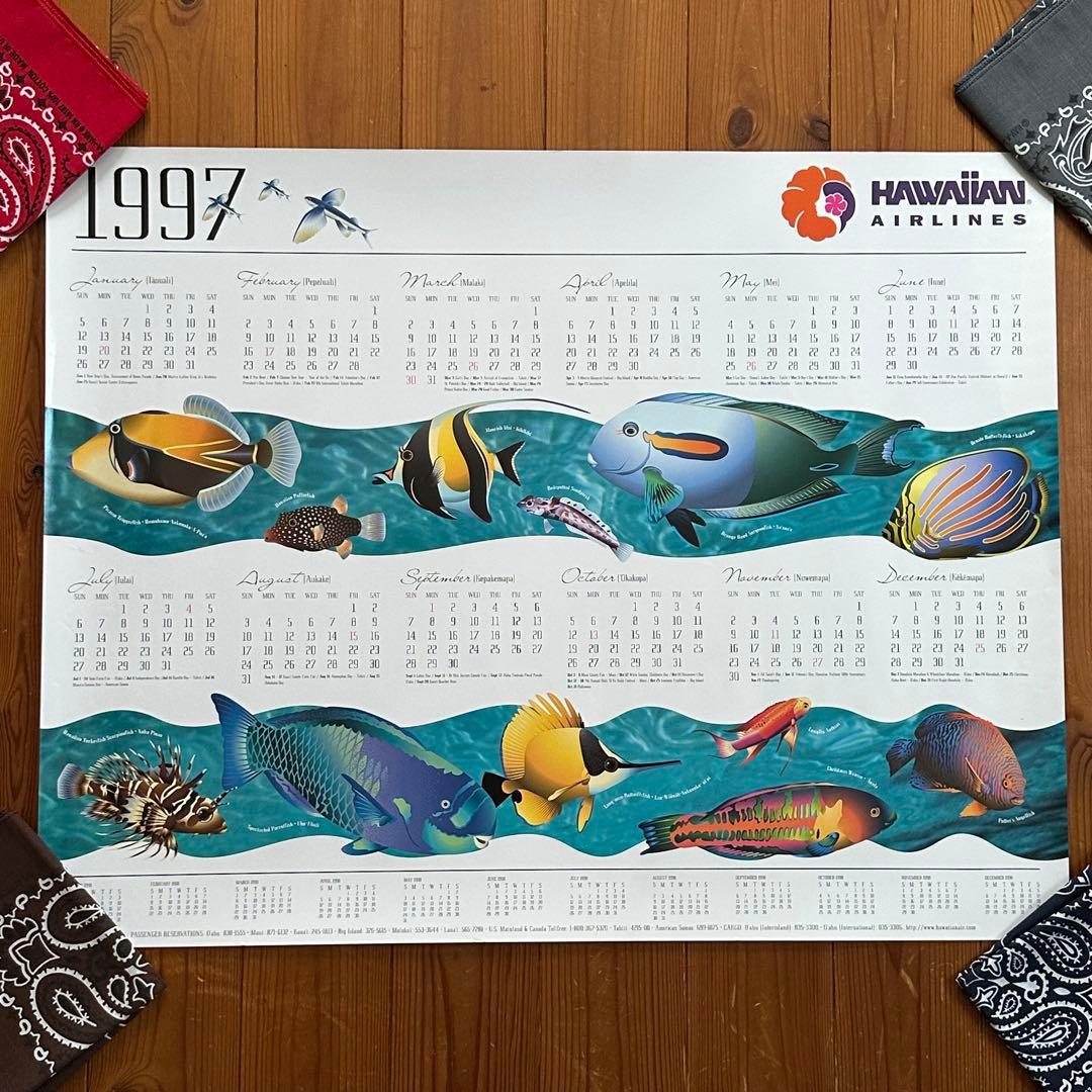 97年旧ロゴHAWAIIAN AIRハワイアン航空オリジナルカレンダーポスター5