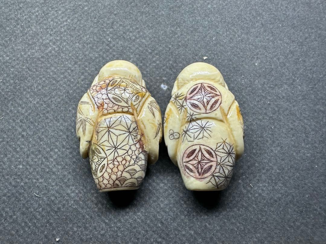 極上 根付 提げ物 緒締め玉 天然素材 アンティーク 置物 骨董 飾り物古