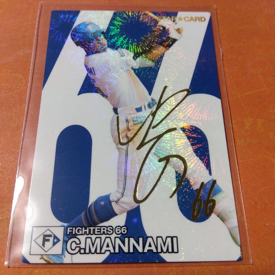 日本ハムファイターズ 万波中正直筆サイン入りキャップ&野球カード