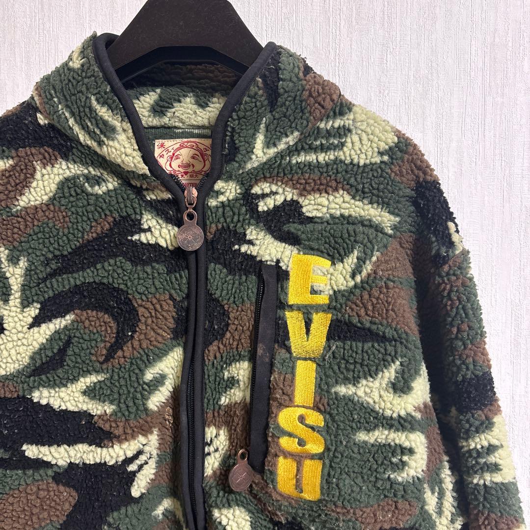 エビス EVISU カモフラ 迷彩 フリース ボアジャケット 緑系 - メルカリ