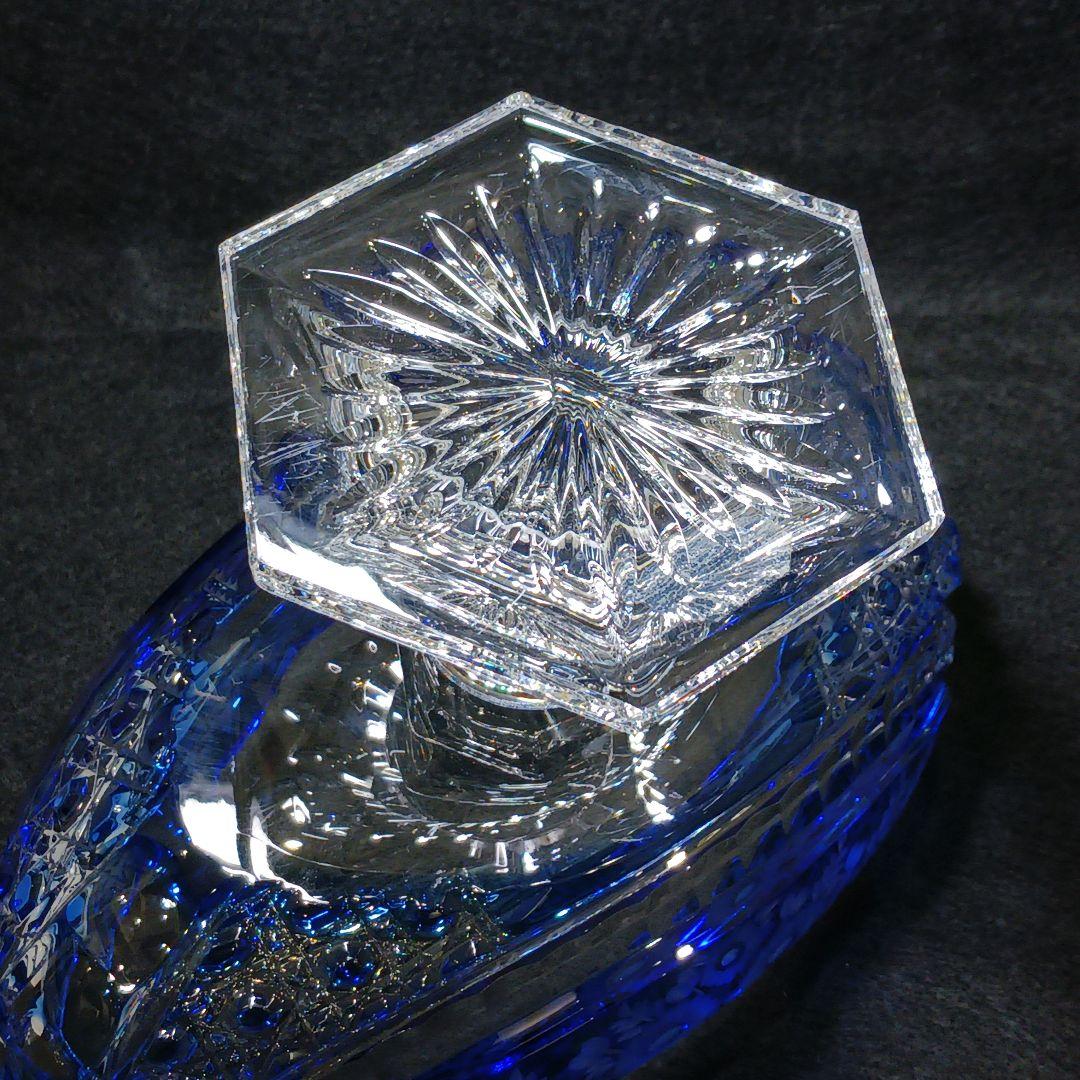 Y2225-1 ドイツ製 ドレスデンクリスタル コンポート ブルー