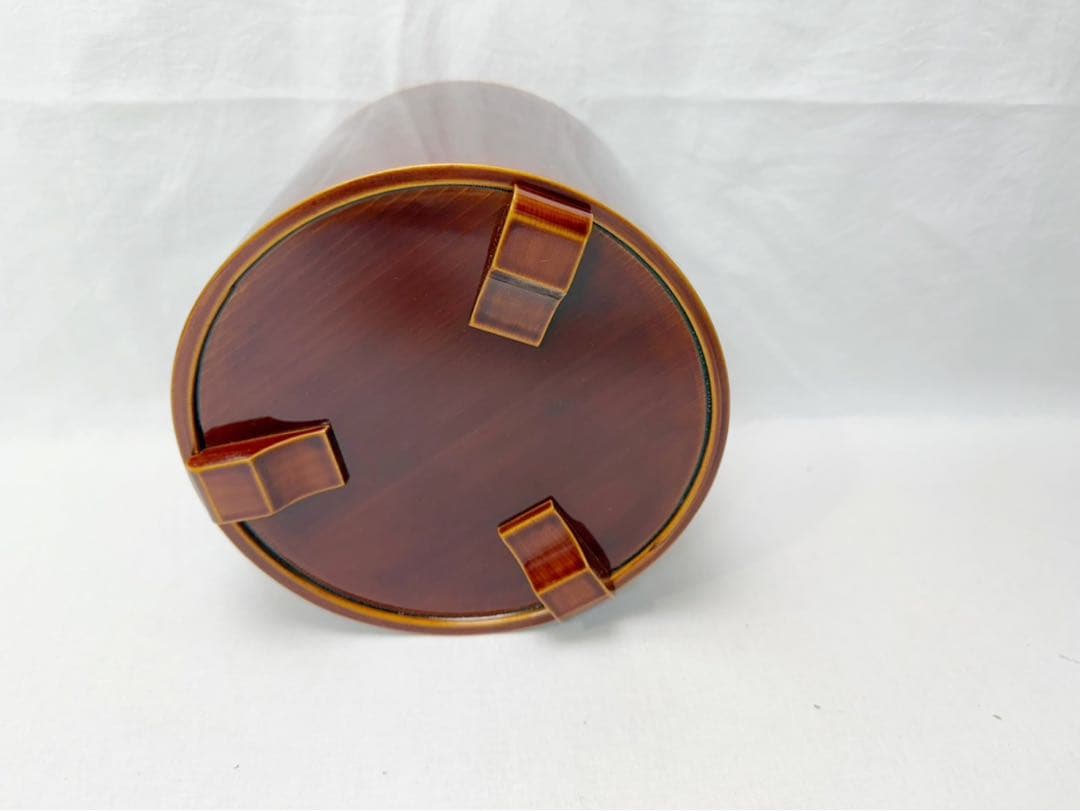 ほぼ未使用 茶道具 紅春慶塗 曲水指 綴目 茶器 木工芸 紙箱