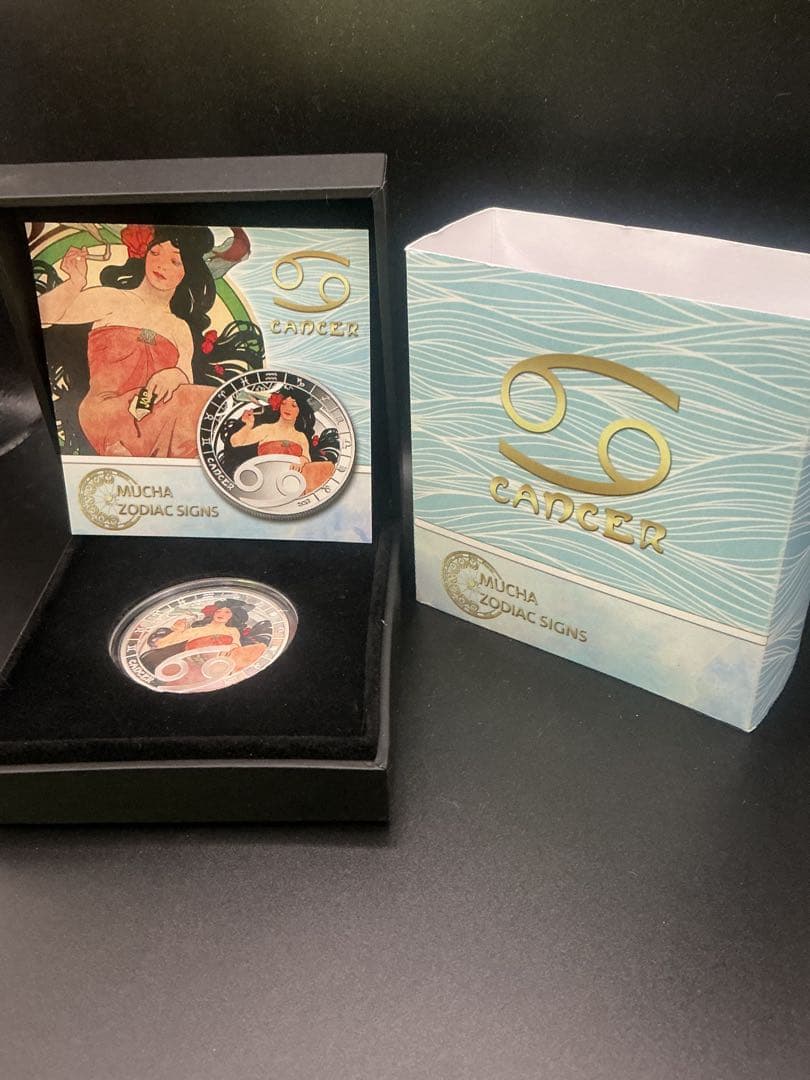 ミュシャ × 黄道十二宮 ― 蟹座、Cancer　銀メッキ付き白銅貨