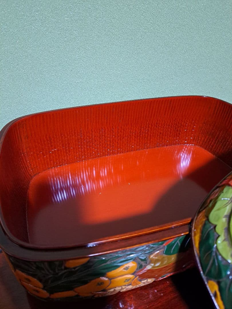 佐々木正博作品】漆器 果物模様の箱 蓋付き 新品未使用品の通販はau