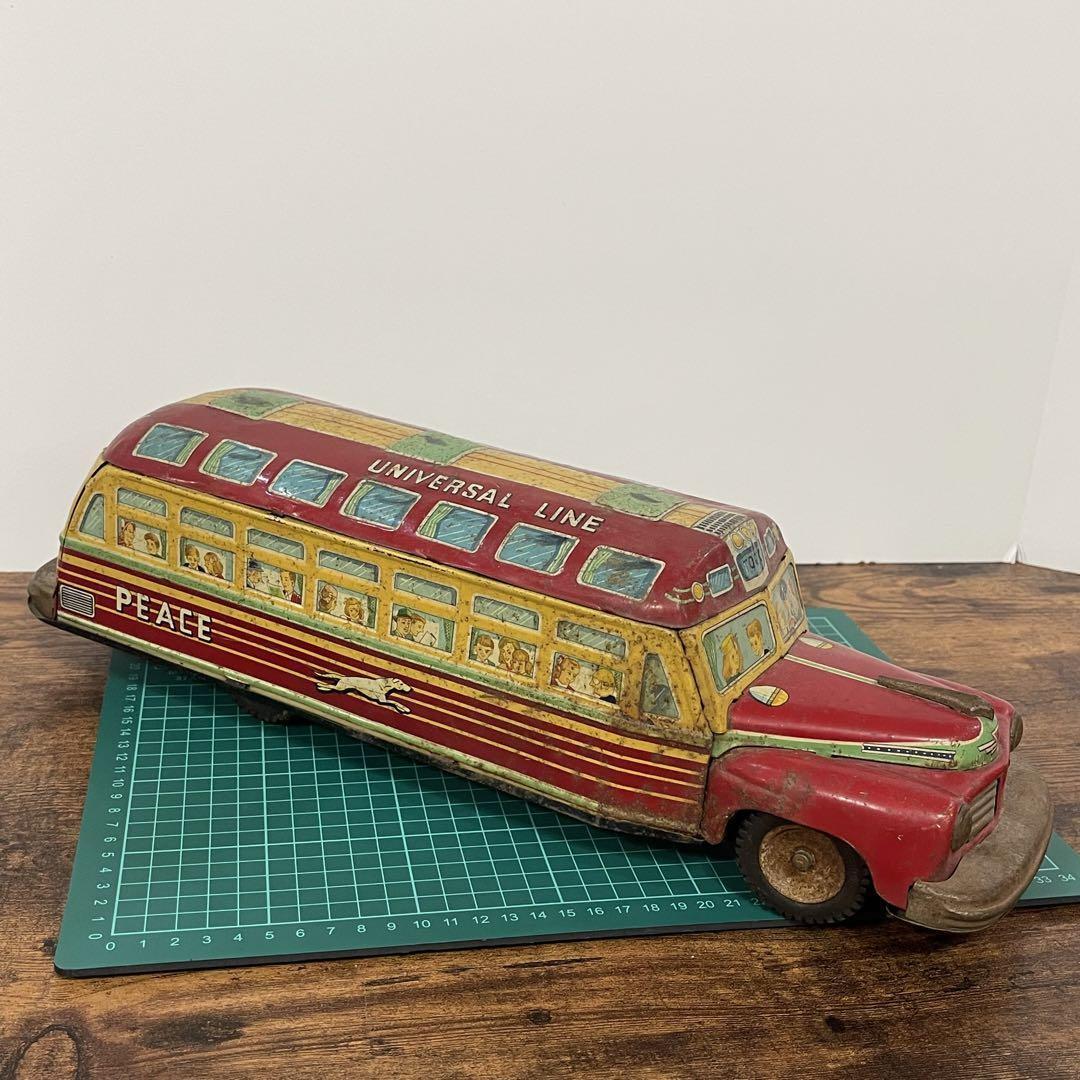 昭和レトロ　ブリキ　ボンネットバス　PEACE おもちゃ　ミニカー　バス