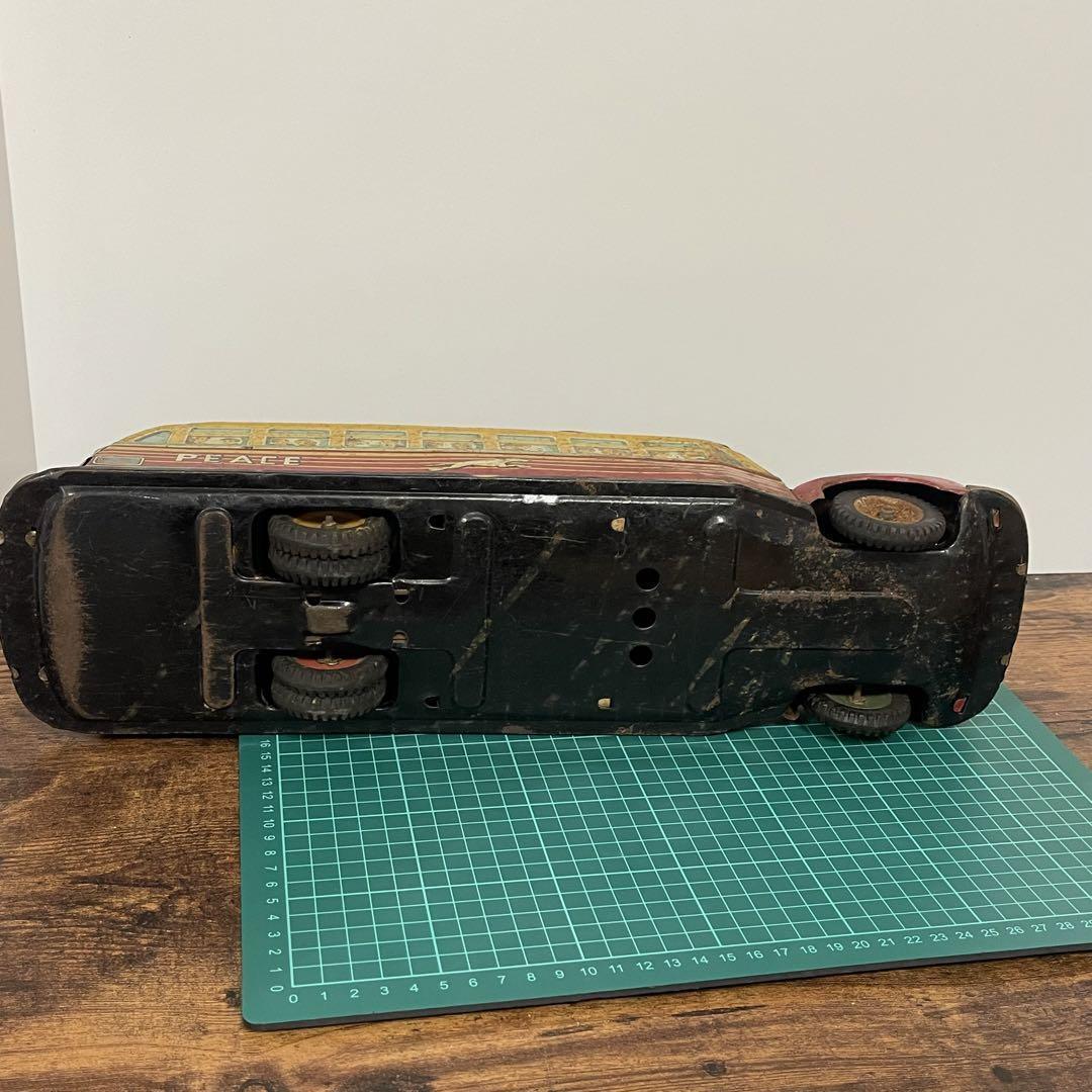 昭和レトロ　ブリキ　ボンネットバス　PEACE おもちゃ　ミニカー　バス