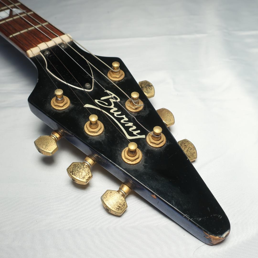 ヒ*デ様 Burny フライングV エレキギター ブルー GOTOHペグ装備