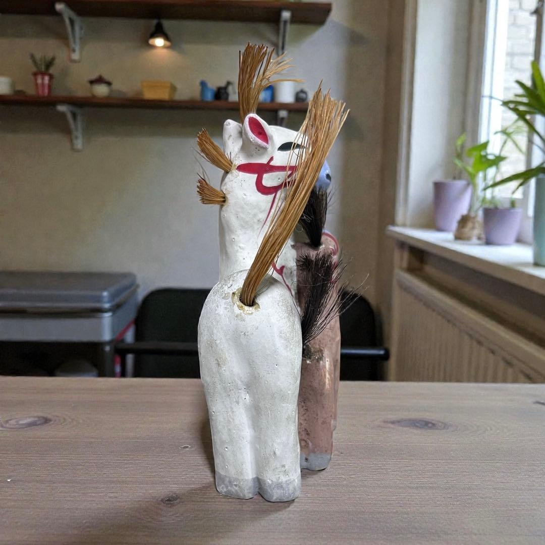 古玩 青森県郷土玩具 親子馬 手びねり土人形 午年干支飾り 民藝 廃絶品